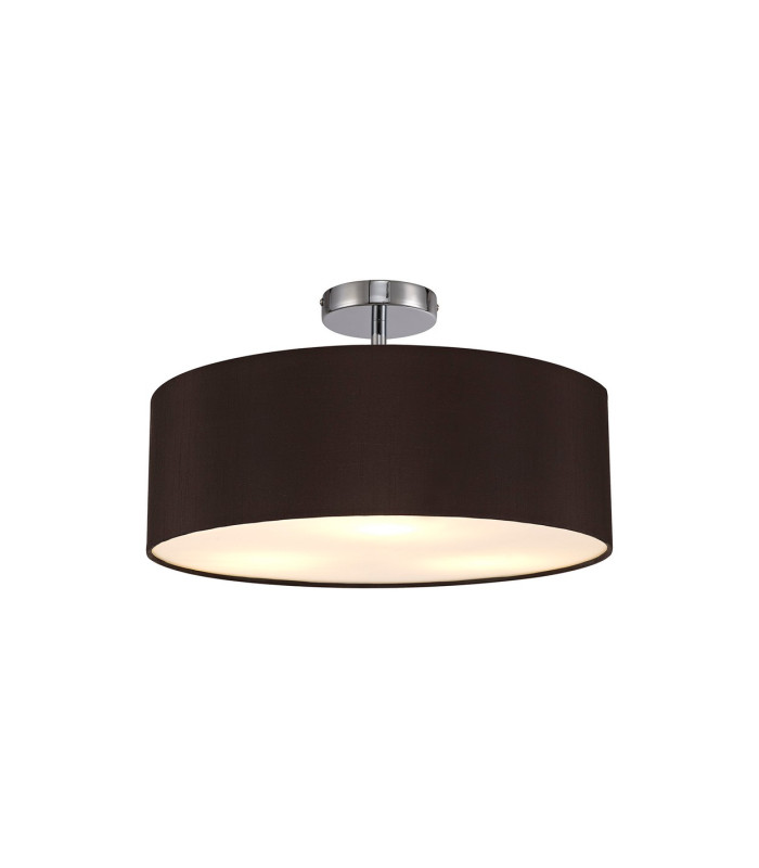 Baymont Polished Chrome 3 Light E27 Drop Flush With 45cm x 15cm Faux Silk Shade Black-1