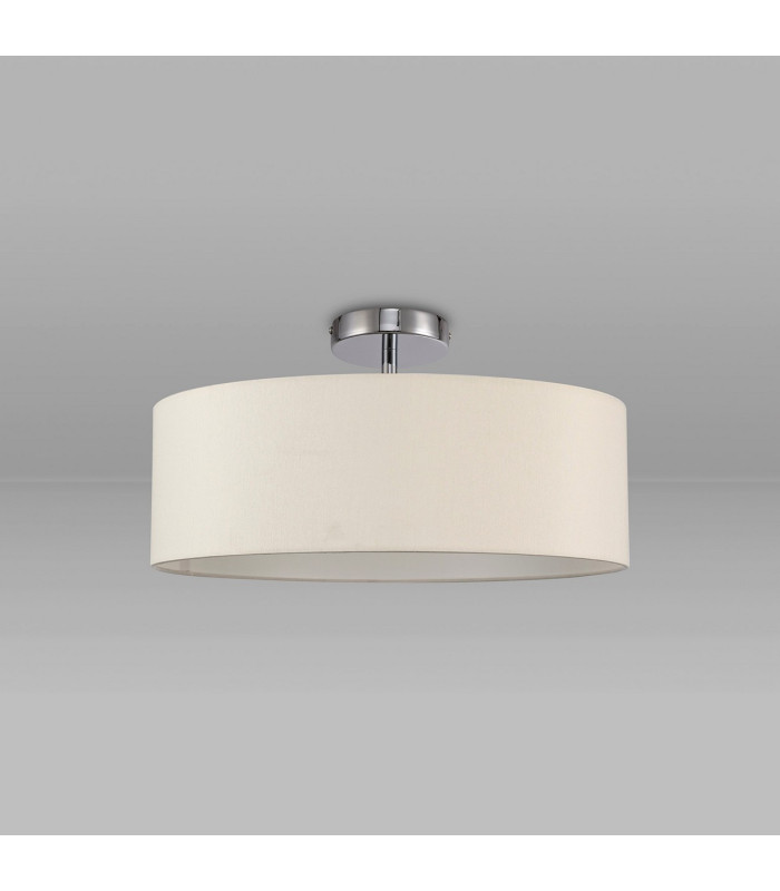 Baymont Polished Chrome 3 Light E27 Drop Flush With 45cm x 15cm Dual Faux Silk Shade Nude Beige/Moonlight-11