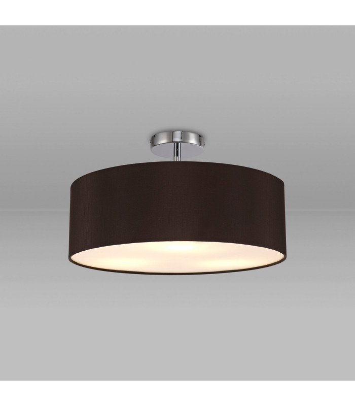 Baymont Polished Chrome 3 Light E27 Drop Flush With 45cm x 15cm Faux Silk Shade Black-2