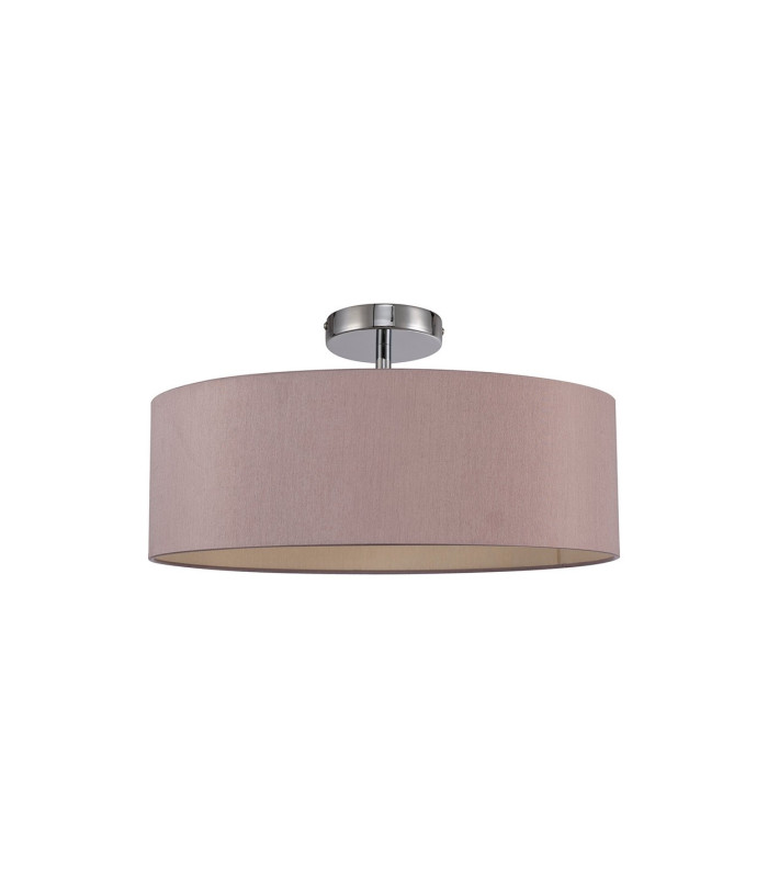 Baymont Polished Chrome 3 Light E27 Drop Flush With 45cm x 15cm Dual Faux Silk Shade Taupe/Halo Gold-4