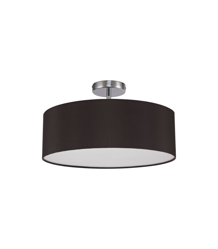 Baymont Polished Chrome 3 Light E27 Drop Flush With 45cm x 15cm Faux Silk Shade Black-4