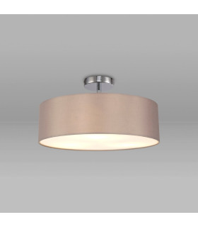 Baymont Polished Chrome 3 Light E27 Drop Flush With 45cm x 15cm Faux Silk Shade Grey-2