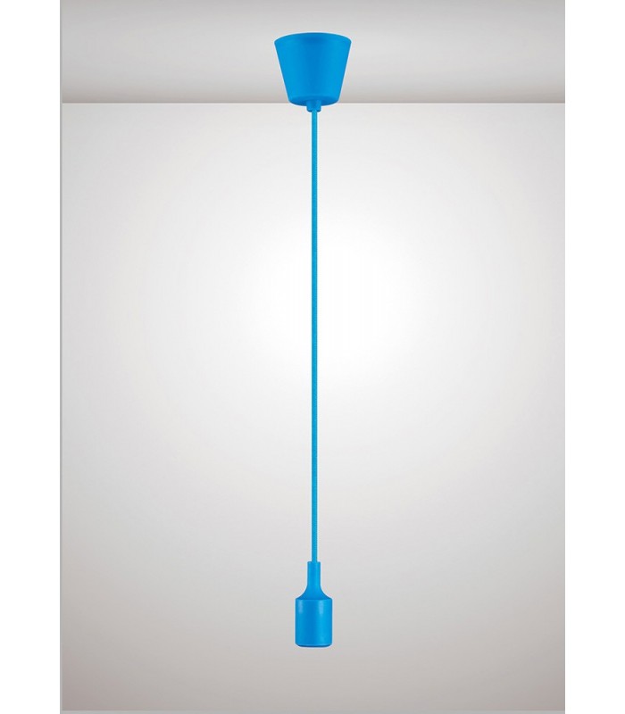 1.5m Suspension Kit 1 Light Blue,90mm Plastic Base and Silicon Lampholder Cover, E27 Max 60W, c, w Ceiling Bracket - 2