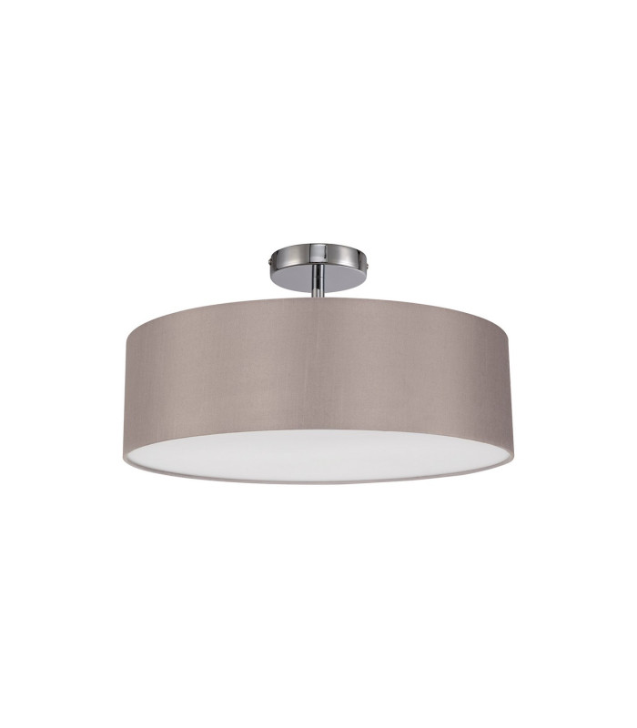 Baymont Polished Chrome 3 Light E27 Drop Flush With 45cm x 15cm Faux Silk Shade Grey-4