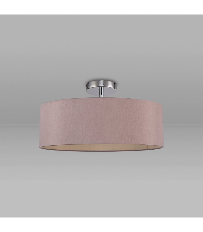 Baymont Polished Chrome 3 Light E27 Drop Flush With 45cm x 15cm Dual Faux Silk Shade Taupe/Halo Gold-11