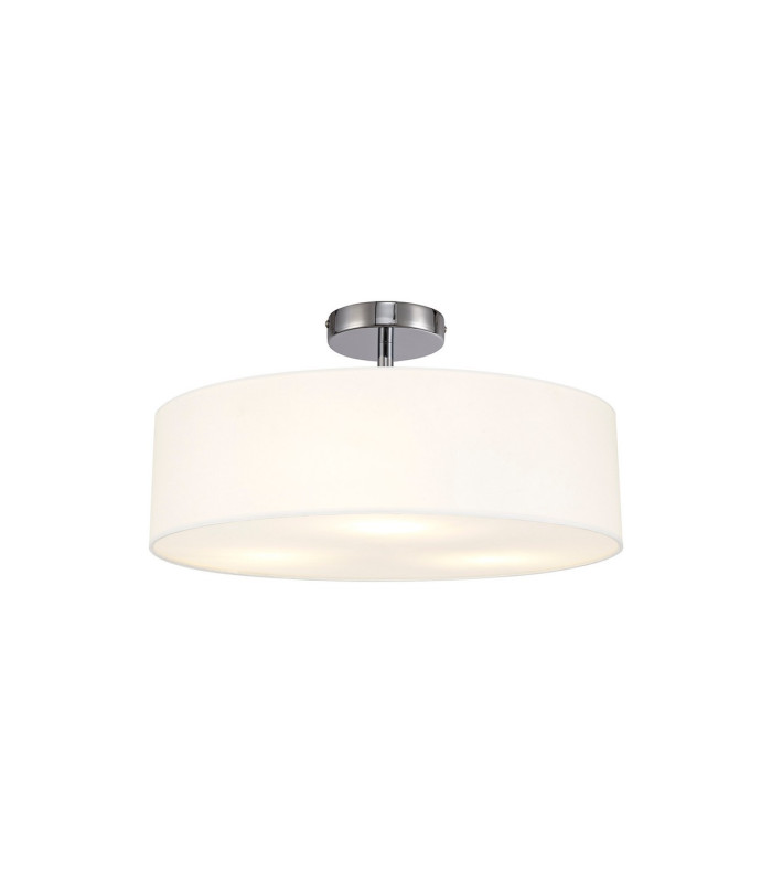 Baymont Polished Chrome 3 Light E27 Drop Flush With 45cm x 15cm Faux Silk Shade White-1