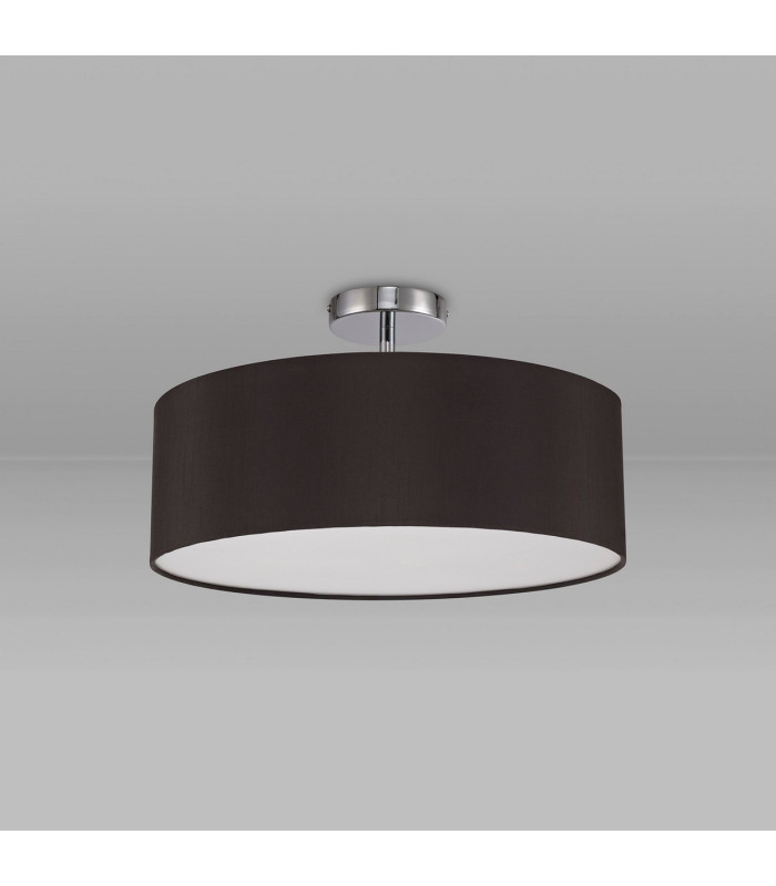 Baymont Polished Chrome 3 Light E27 Drop Flush With 45cm x 15cm Faux Silk Shade Black-11
