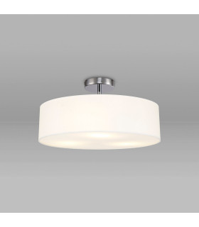 Baymont Polished Chrome 3 Light E27 Drop Flush With 45cm x 15cm Faux Silk Shade White-2