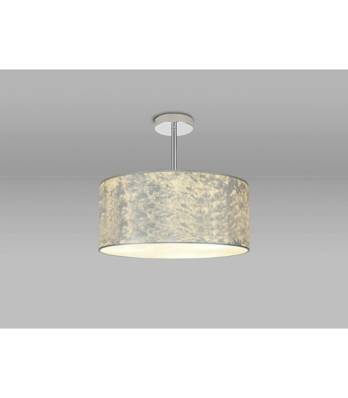 Baymont Polished Chrome 3 Light E27 Semi Flush Fixture With 40cm x 18cm Silver Leaf Shade-2