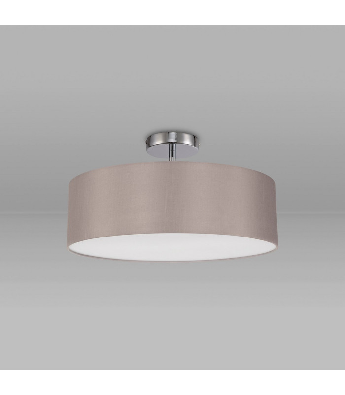 Baymont Polished Chrome 3 Light E27 Drop Flush With 45cm x 15cm Faux Silk Shade Grey-11