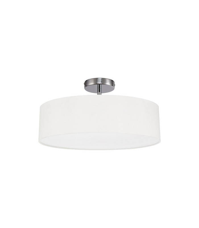 Baymont Polished Chrome 3 Light E27 Drop Flush With 45cm x 15cm Faux Silk Shade White-4