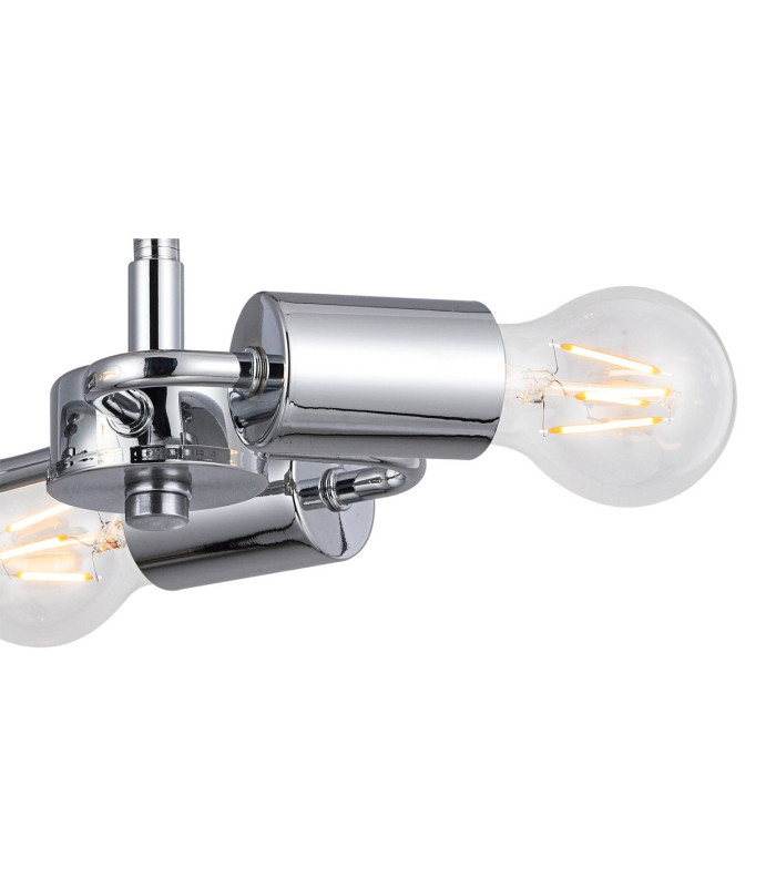 Baymont Polished Chrome 3 Light E27 Semi Flush Fixture With 40cm x 18cm Silver Leaf Shade-5