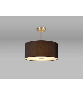 Baymont Antique Brass 3 Light E27 Semi Flush With 40cm x 18cm Faux Silk Shade Black/White Laminate-2