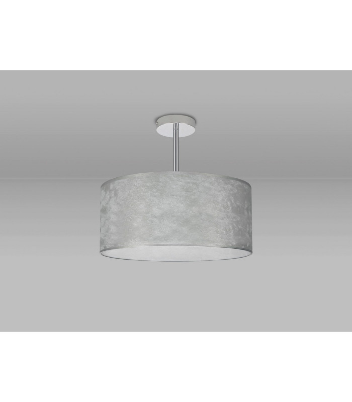 Baymont Polished Chrome 3 Light E27 Semi Flush Fixture With 40cm x 18cm Silver Leaf Shade-11