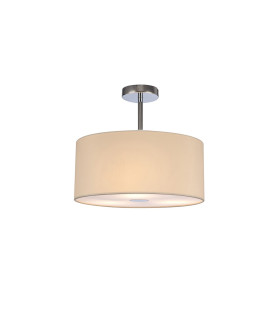 Baymont Polished Chrome 3 Light E27 Semi Flush With 40cm x 18cm Faux Silk Shade Ivory Pearl/White Laminate-1
