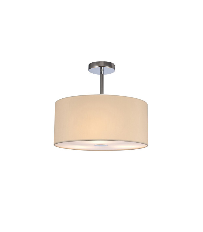 Baymont Polished Chrome 3 Light E27 Semi Flush With 40cm x 18cm Faux Silk Shade Ivory Pearl/White Laminate-1