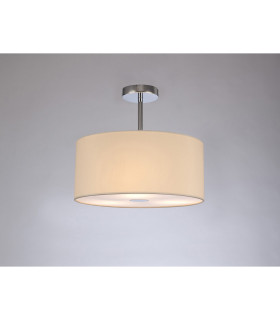 Baymont Polished Chrome 3 Light E27 Semi Flush With 40cm x 18cm Faux Silk Shade Ivory Pearl/White Laminate-2