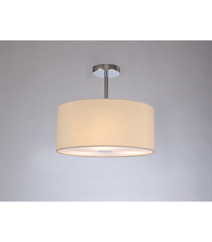 Baymont Polished Chrome 3 Light E27 Semi Flush With 40cm x 18cm Faux Silk Shade Ivory Pearl/White Laminate-2