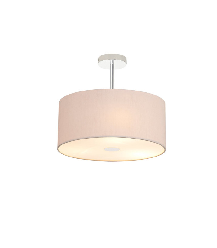 Baymont Polished Chrome 3 Light E27 Semi Flush With 40cm x 18cm Dual Faux Silk Shade Nude Beige/Moonlight-1