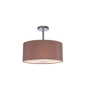 Baymont Polished Chrome 3 Light E27 Semi Flush With 40cm x 18cm Dual Faux Silk Shade Taupe/Halo Gold-1