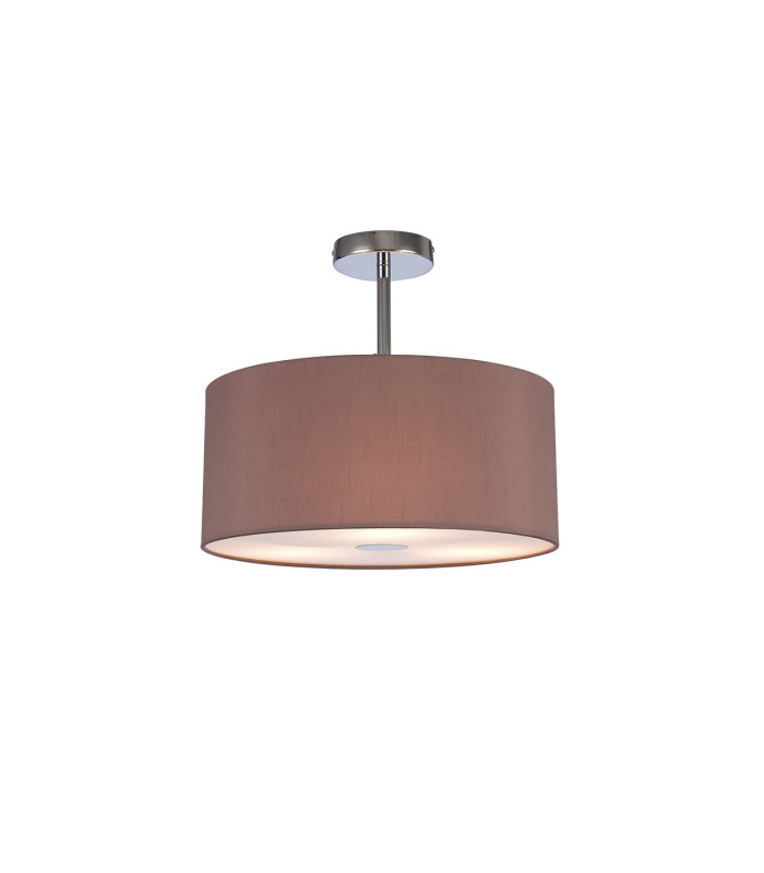 Baymont Polished Chrome 3 Light E27 Semi Flush With 40cm x 18cm Dual Faux Silk Shade Taupe/Halo Gold-1