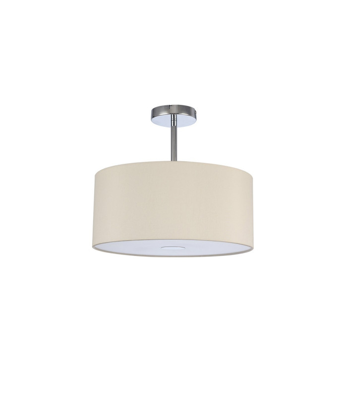 Baymont Polished Chrome 3 Light E27 Semi Flush With 40cm x 18cm Faux Silk Shade Ivory Pearl/White Laminate-4
