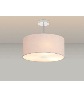 Baymont Polished Chrome 3 Light E27 Semi Flush With 40cm x 18cm Dual Faux Silk Shade Nude Beige/Moonlight-2