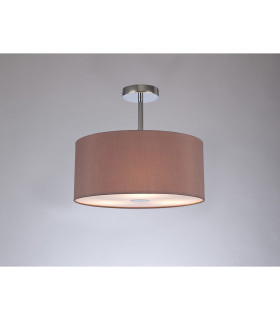 Baymont Polished Chrome 3 Light E27 Semi Flush With 40cm x 18cm Dual Faux Silk Shade Taupe/Halo Gold-2