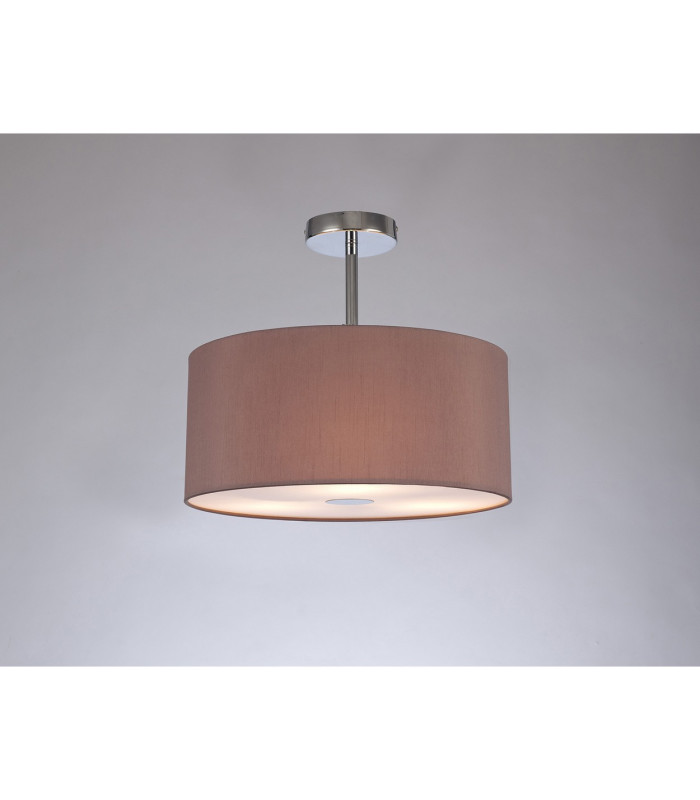 Baymont Polished Chrome 3 Light E27 Semi Flush With 40cm x 18cm Dual Faux Silk Shade Taupe/Halo Gold-2