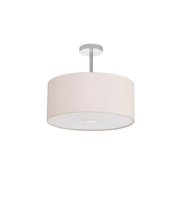 Baymont Polished Chrome 3 Light E27 Semi Flush With 40cm x 18cm Dual Faux Silk Shade Nude Beige/Moonlight-4