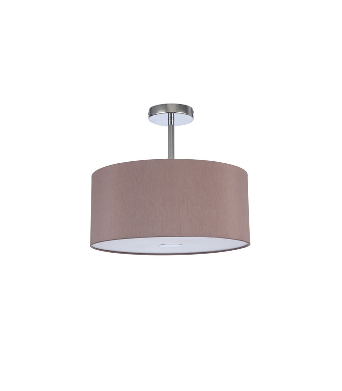 Baymont Polished Chrome 3 Light E27 Semi Flush With 40cm x 18cm Dual Faux Silk Shade Taupe/Halo Gold-4