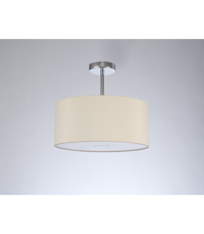 Baymont Polished Chrome 3 Light E27 Semi Flush With 40cm x 18cm Faux Silk Shade Ivory Pearl/White Laminate-13
