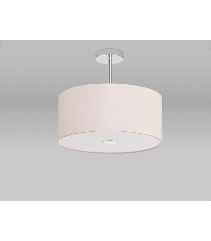 Baymont Polished Chrome 3 Light E27 Semi Flush With 40cm x 18cm Dual Faux Silk Shade Nude Beige/Moonlight-13