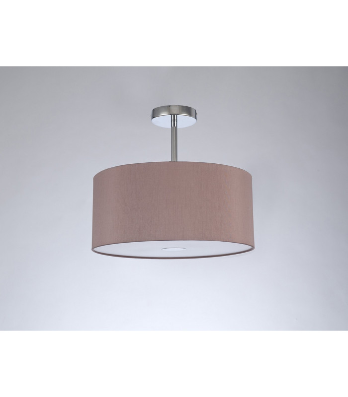 Baymont Polished Chrome 3 Light E27 Semi Flush With 40cm x 18cm Dual Faux Silk Shade Taupe/Halo Gold-13
