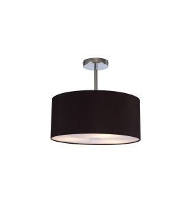 Baymont Polished Chrome 3 Light E27 Semi Flush With 40cm x 18cm Dual Faux Silk Shade Black/Green Olive-1