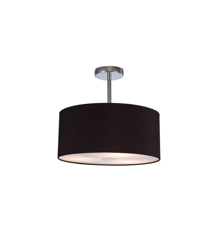 Baymont Polished Chrome 3 Light E27 Semi Flush With 40cm x 18cm Dual Faux Silk Shade Black/Green Olive-1