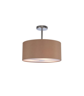 Baymont Polished Chrome 3 Light E27 Semi Flush With 40cm x 18cm Dual Faux Silk Shade Antique Gold/Ruby-1