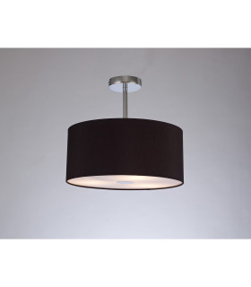 Baymont Polished Chrome 3 Light E27 Semi Flush With 40cm x 18cm Dual Faux Silk Shade Black/Green Olive-2