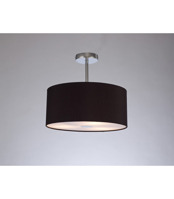 Baymont Polished Chrome 3 Light E27 Semi Flush With 40cm x 18cm Dual Faux Silk Shade Black/Green Olive-2