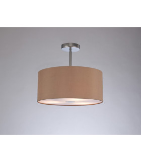 Baymont Polished Chrome 3 Light E27 Semi Flush With 40cm x 18cm Dual Faux Silk Shade Antique Gold/Ruby-2