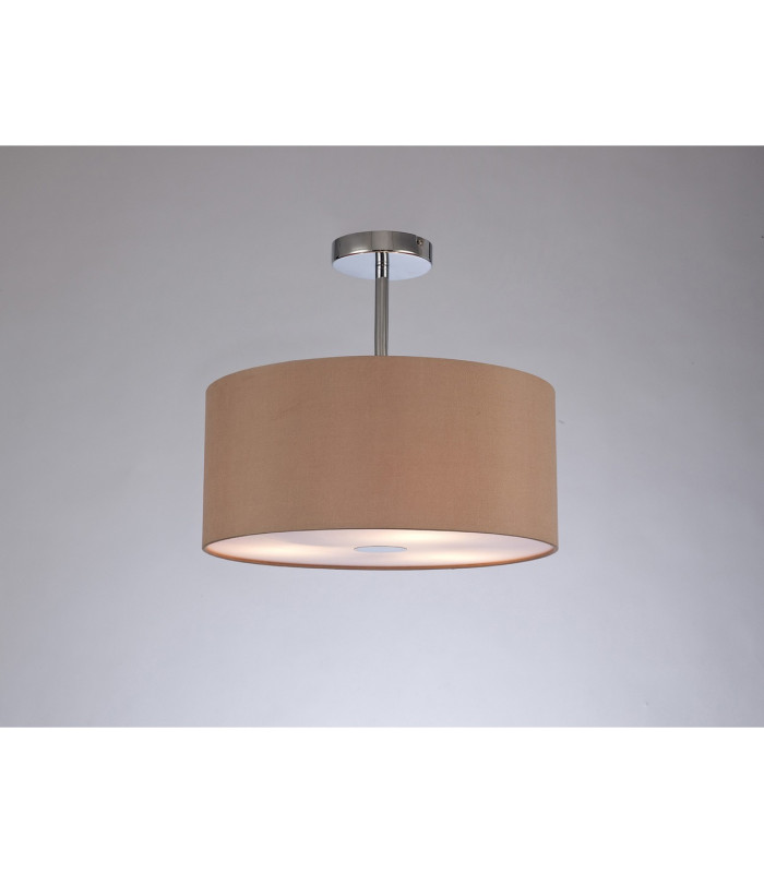 Baymont Polished Chrome 3 Light E27 Semi Flush With 40cm x 18cm Dual Faux Silk Shade Antique Gold/Ruby-2