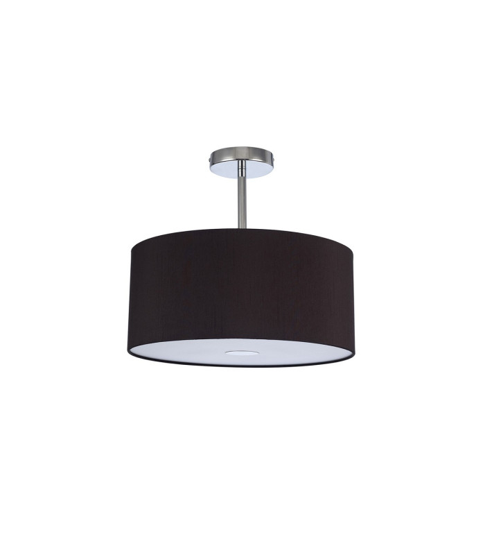 Baymont Polished Chrome 3 Light E27 Semi Flush With 40cm x 18cm Dual Faux Silk Shade Black/Green Olive-4