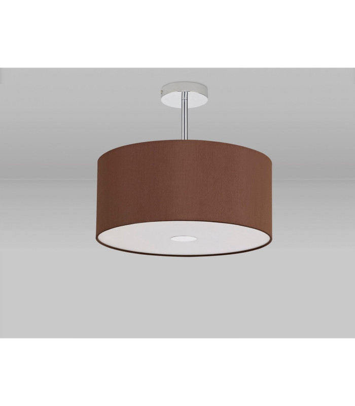 Baymont Polished Chrome 3 Light E27 Semi Flush With 40cm x 18cm Dual Faux Silk Shade Cocoa/Grecian Bronze-13