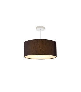 Baymont Polished Chrome 3 Light E27 Semi Flush With 40cm x 18cm Faux Silk Shade Black/White Laminate-1