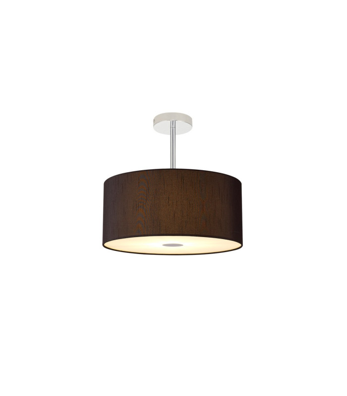 Baymont Polished Chrome 3 Light E27 Semi Flush With 40cm x 18cm Faux Silk Shade Black/White Laminate-1