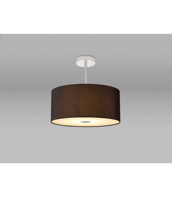 Baymont Polished Chrome 3 Light E27 Semi Flush With 40cm x 18cm Faux Silk Shade Black/White Laminate-2