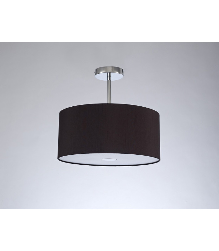 Baymont Polished Chrome 3 Light E27 Semi Flush With 40cm x 18cm Dual Faux Silk Shade Black/Green Olive-13