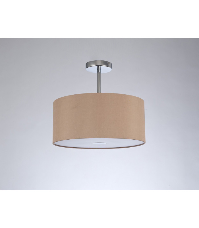 Baymont Polished Chrome 3 Light E27 Semi Flush With 40cm x 18cm Dual Faux Silk Shade Antique Gold/Ruby-13