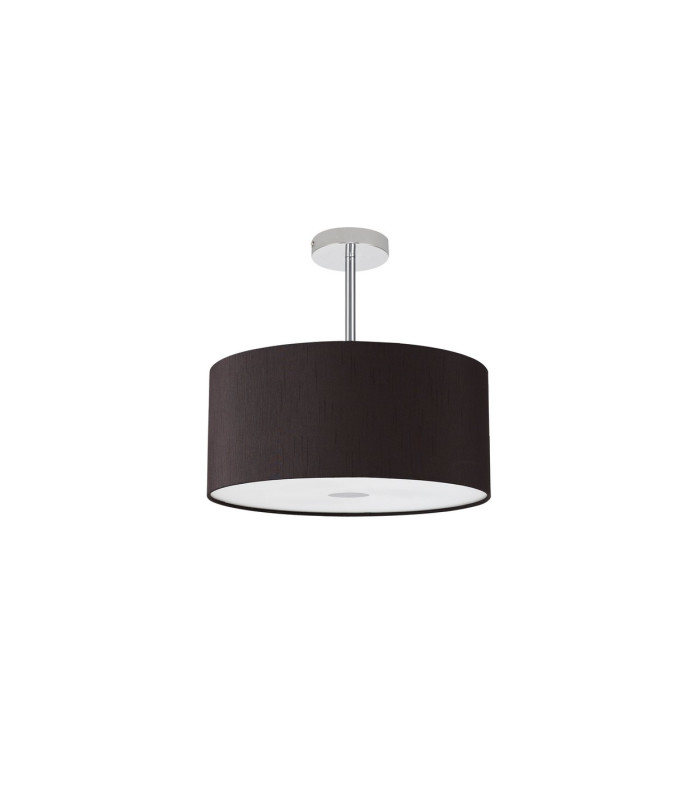 Baymont Polished Chrome 3 Light E27 Semi Flush With 40cm x 18cm Faux Silk Shade Black/White Laminate-4