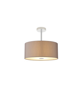 Baymont Polished Chrome 3 Light E27 Semi Flush With 40cm x 18cm Faux Silk Shade Grey/White Laminate-1